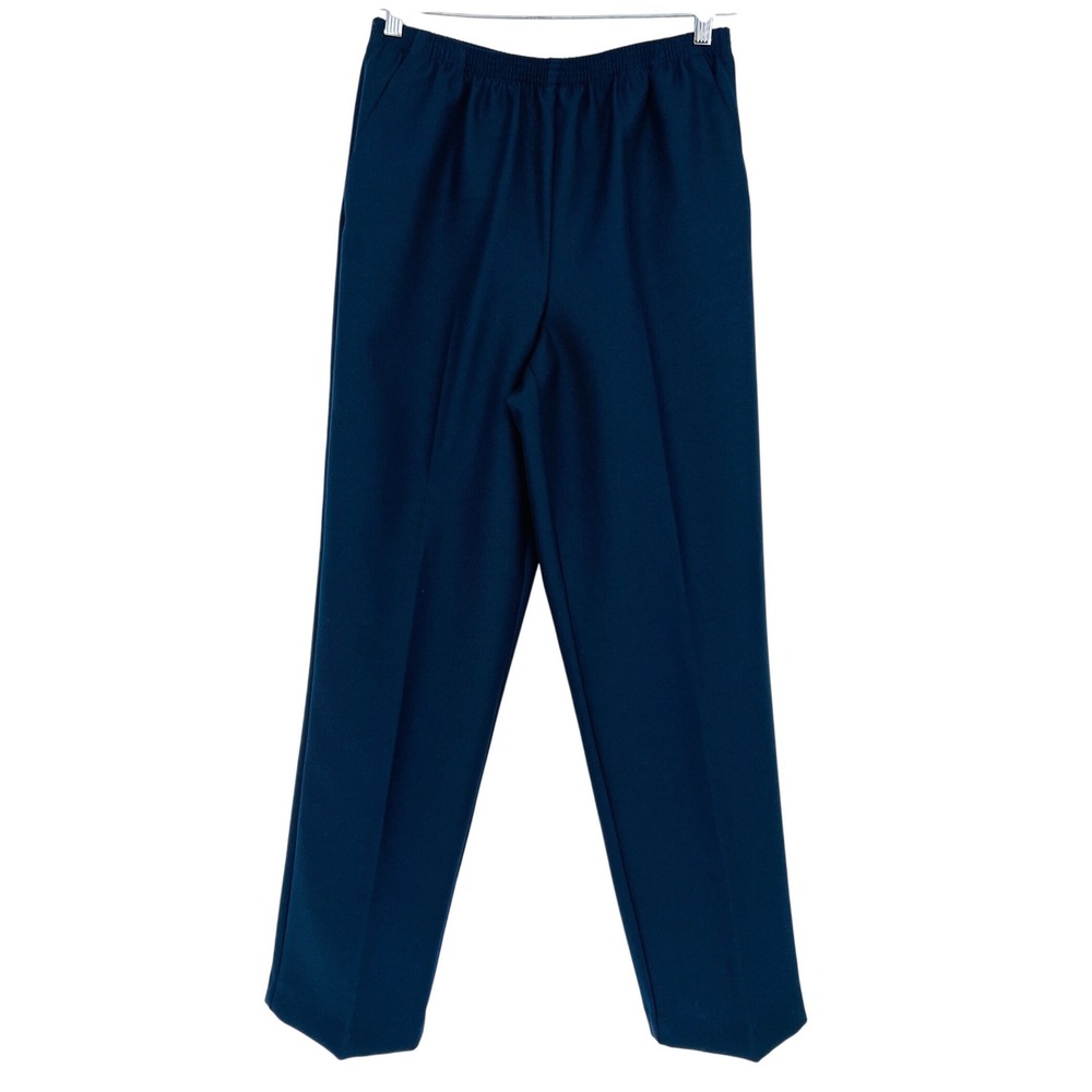 Alfred Dunner Pull-on Pants Womens 8 Navy Elastic Waist Pockets Classic Trousers